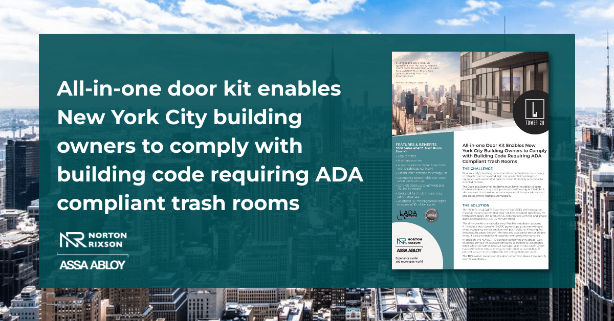 All-in-one Door Kit Enables New York City Building Owners to Comply with Building Code Requiring ADA Compliant Trash Rooms